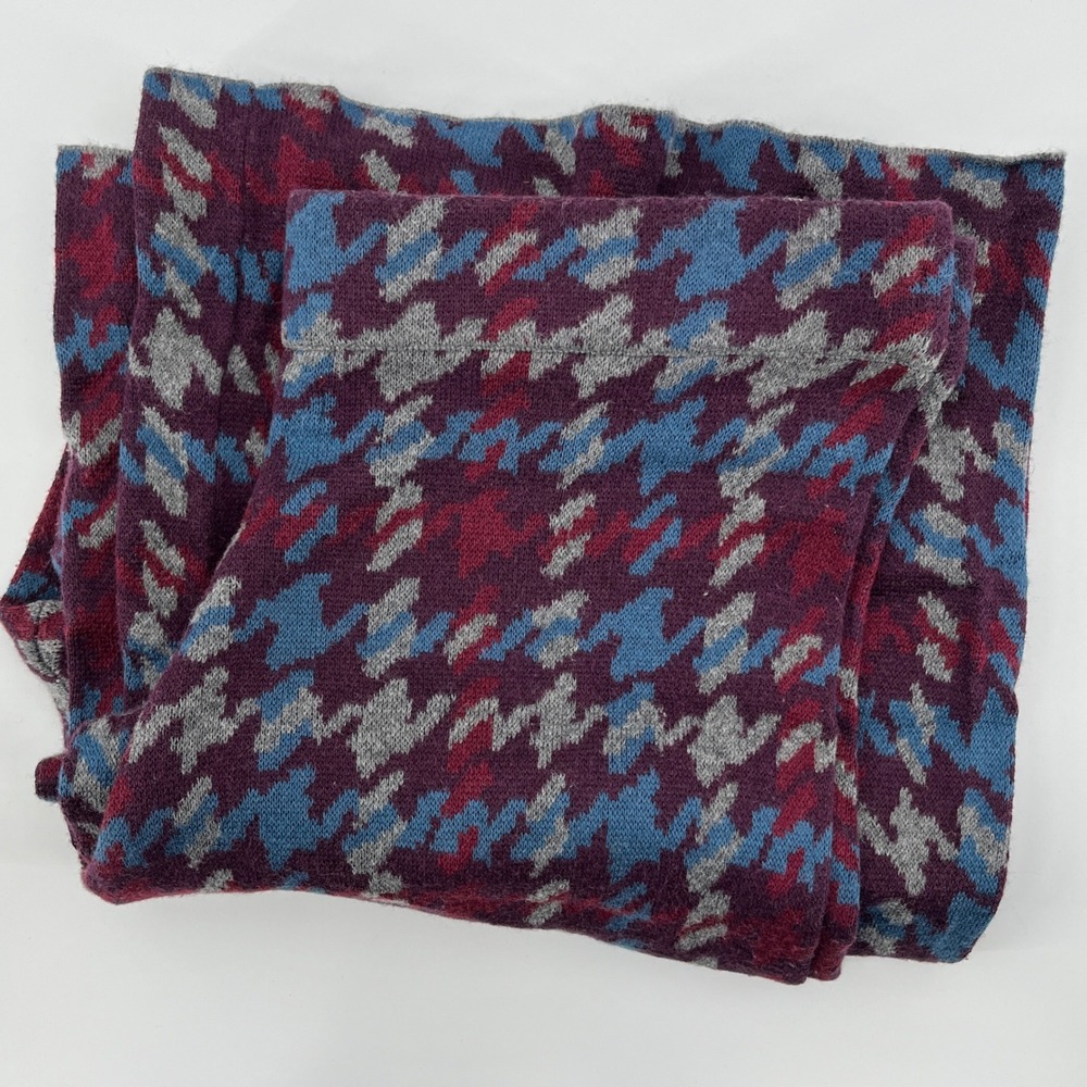 Natural Life Womens Wide Leg Sweater Pants Purple Blue Houndstooth Large